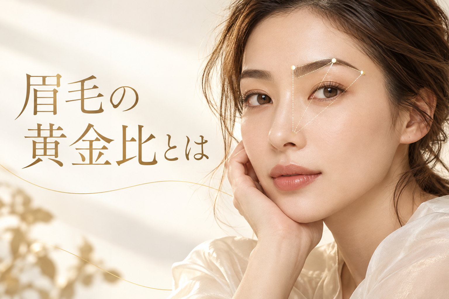 眉頭・眉山・眉尻の位置を考える黄金比のガイド図(AI生成イメージ)